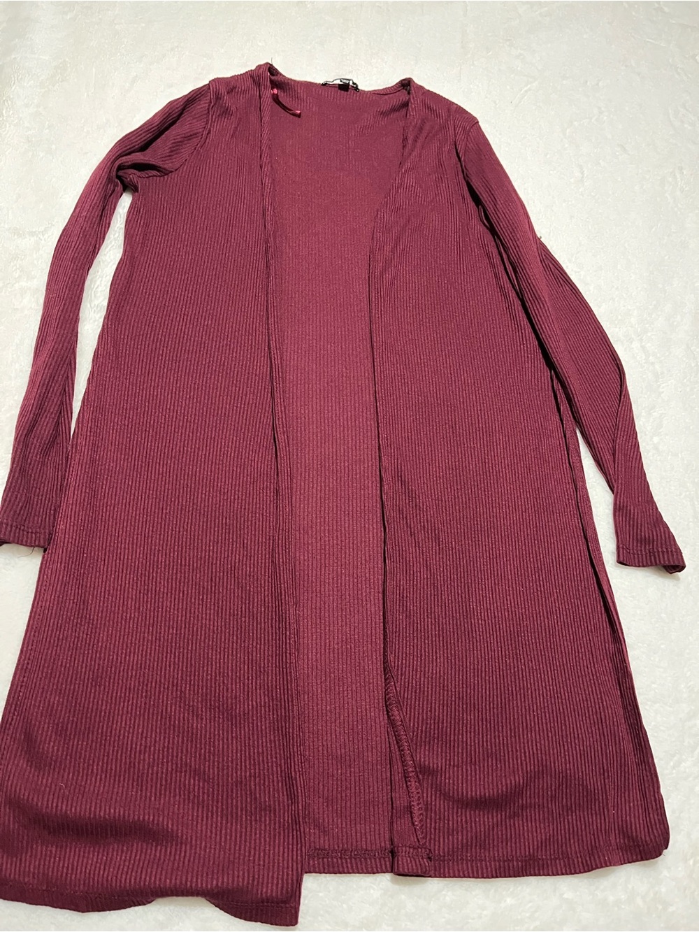 Ambiance Women's Long Open Cardigan Sweater - Burgundy